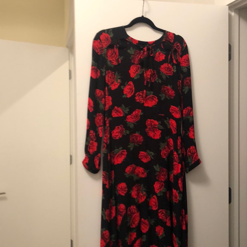 Rose print midi dress